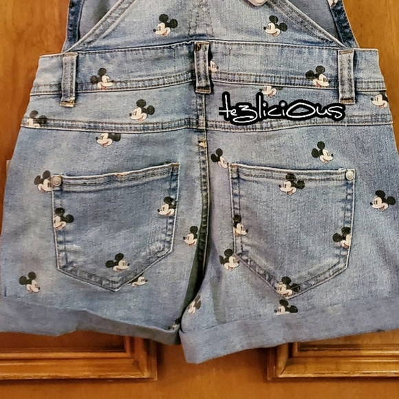 DISNEY PARKS MICKEYS ALL OVER FACES DENIM OVERALLS - Picture 4 of 4
